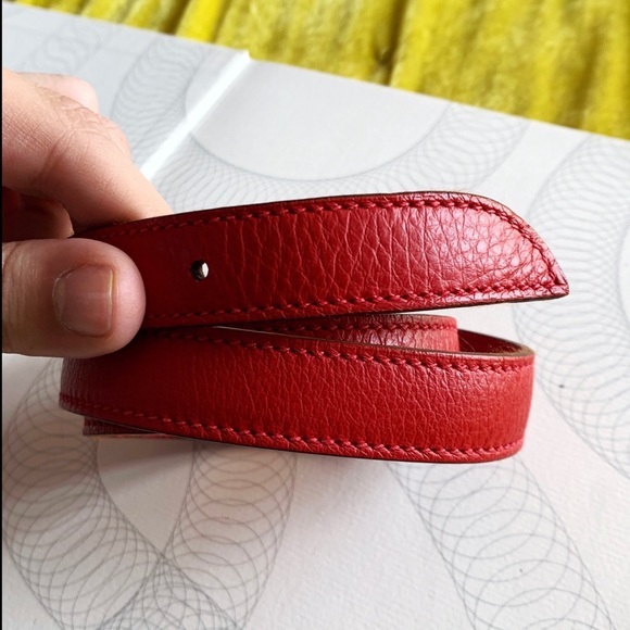 HERMES Vintage Red Leather Belt Strap 26” Waist main image 5